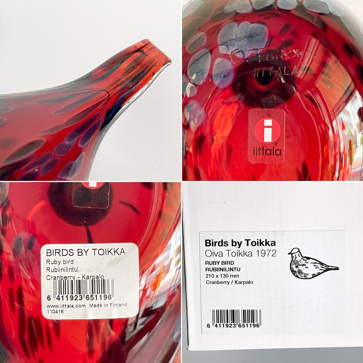 イッタラ iittala バーズバイトイッカ Birds by Toikka ルビーバード Ruby Bird コマドリ クランベリー フィギュリン オイバ・トイッカ Oiva Toikka イッタラバード 北欧雑貨 箱付 ■