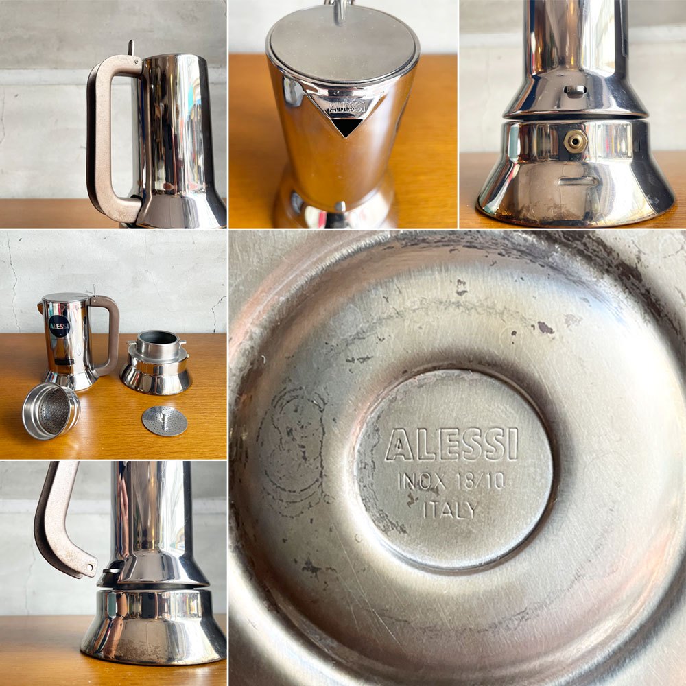 アレッシィ ALESSI 9090/3 エスプレッソメーカー 3CUP IH対応 リチャード・サパー Richard Sapper 定価26,400円 MoMA ♪