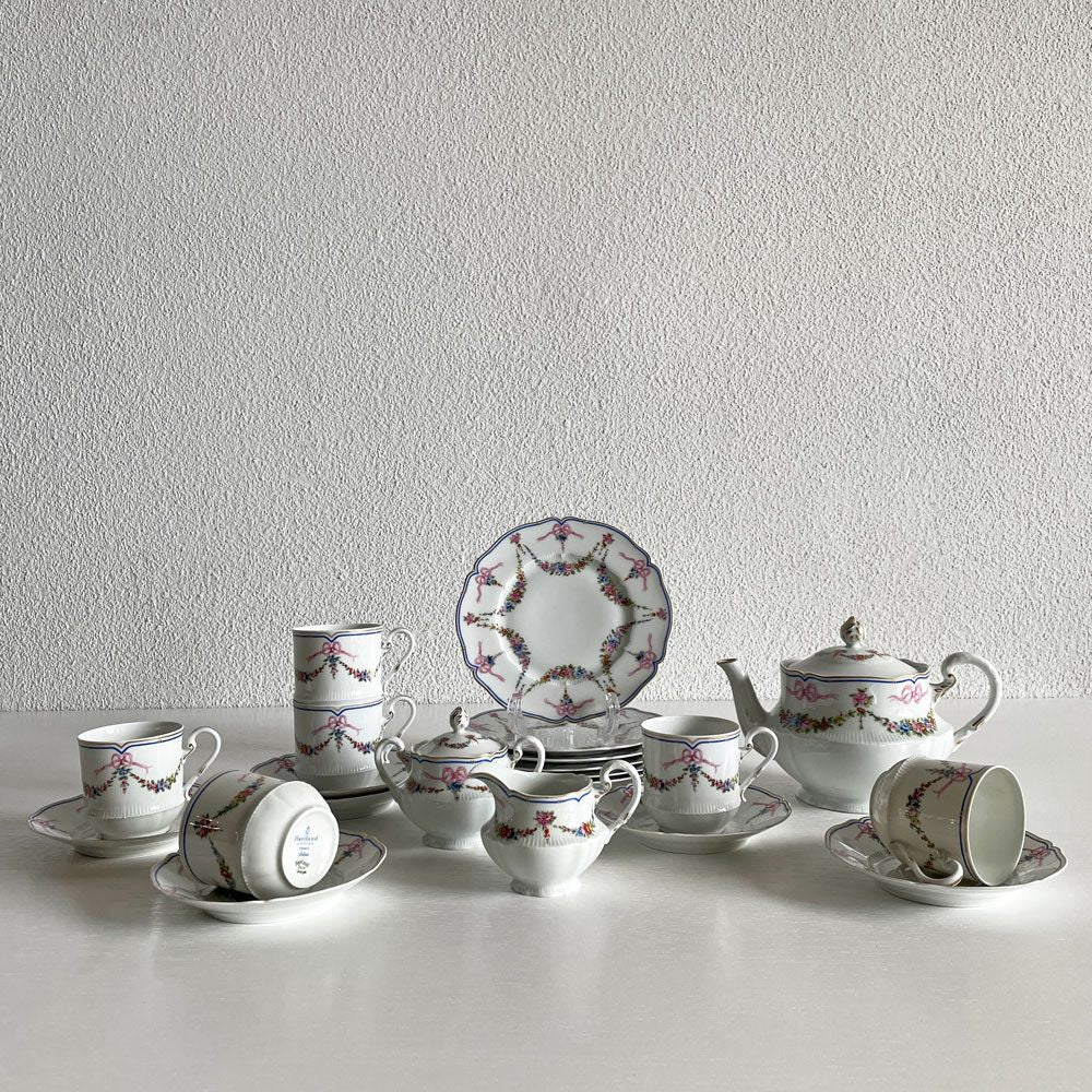 アビランド HAVILAND アルトワ Artois ティーポット＆シュガーポット＆クリーマー＆カップ＆ソーサー＆プレート 全15点セット リモージュ フランスビンテージ 〓
