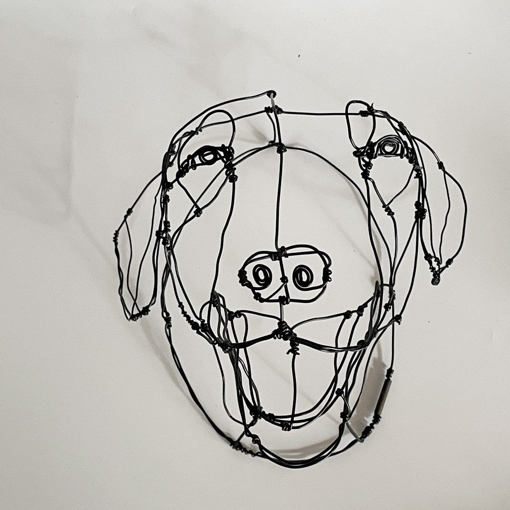HAyU ワイヤーアート ラブラドール 犬 刻印付 ワイヤー 針金 フリーハンド ウォールアート オブジェ 小川学 現代作家 定価￥26,400- ■