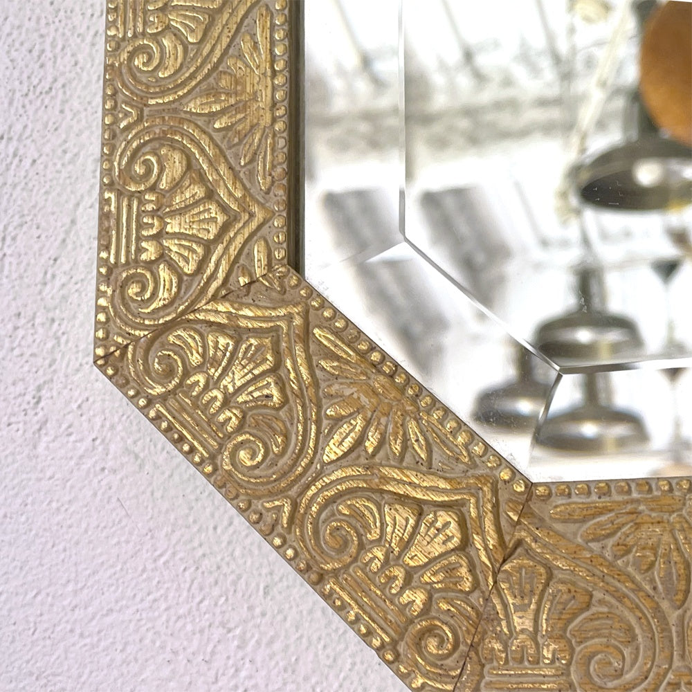 ヨーロピアン クラシカルデザイン ウォールミラー ゴールドフレーム 八角形 Octagon Wall Mirror 壁掛け鏡  ★