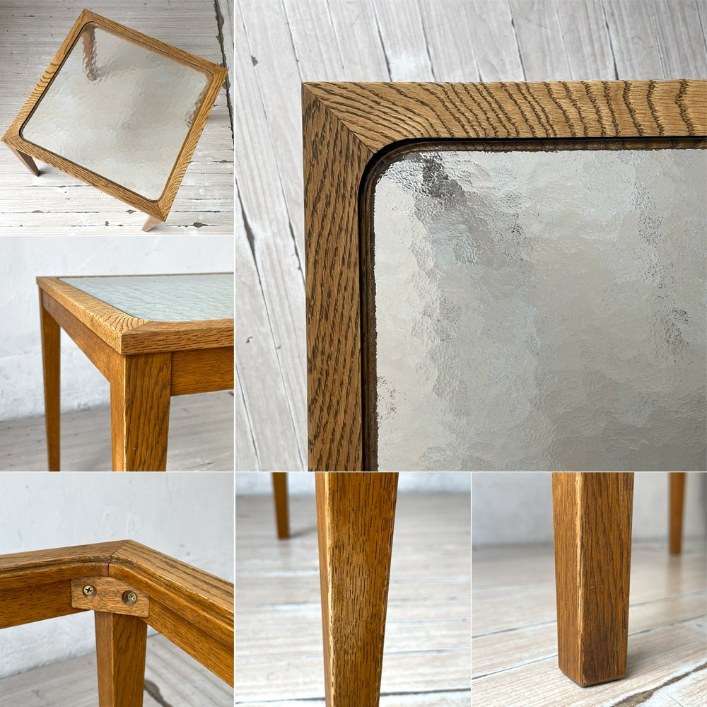 トラックファニチャー TRUCK FURNITURE GT SIDE TABLE サイドテーブル コーヒーテーブル ナラ無垢材 ガラス天板 定価￥53.900- ★