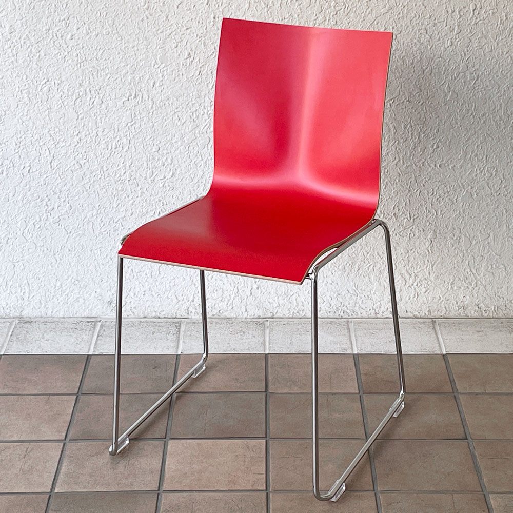 エンゲルブレヒト Engelbrechts チャリック CHAIRIK 107 ダイニングチェア スタッキング そり足 レッド 未使用品 デンマーク A ◇
