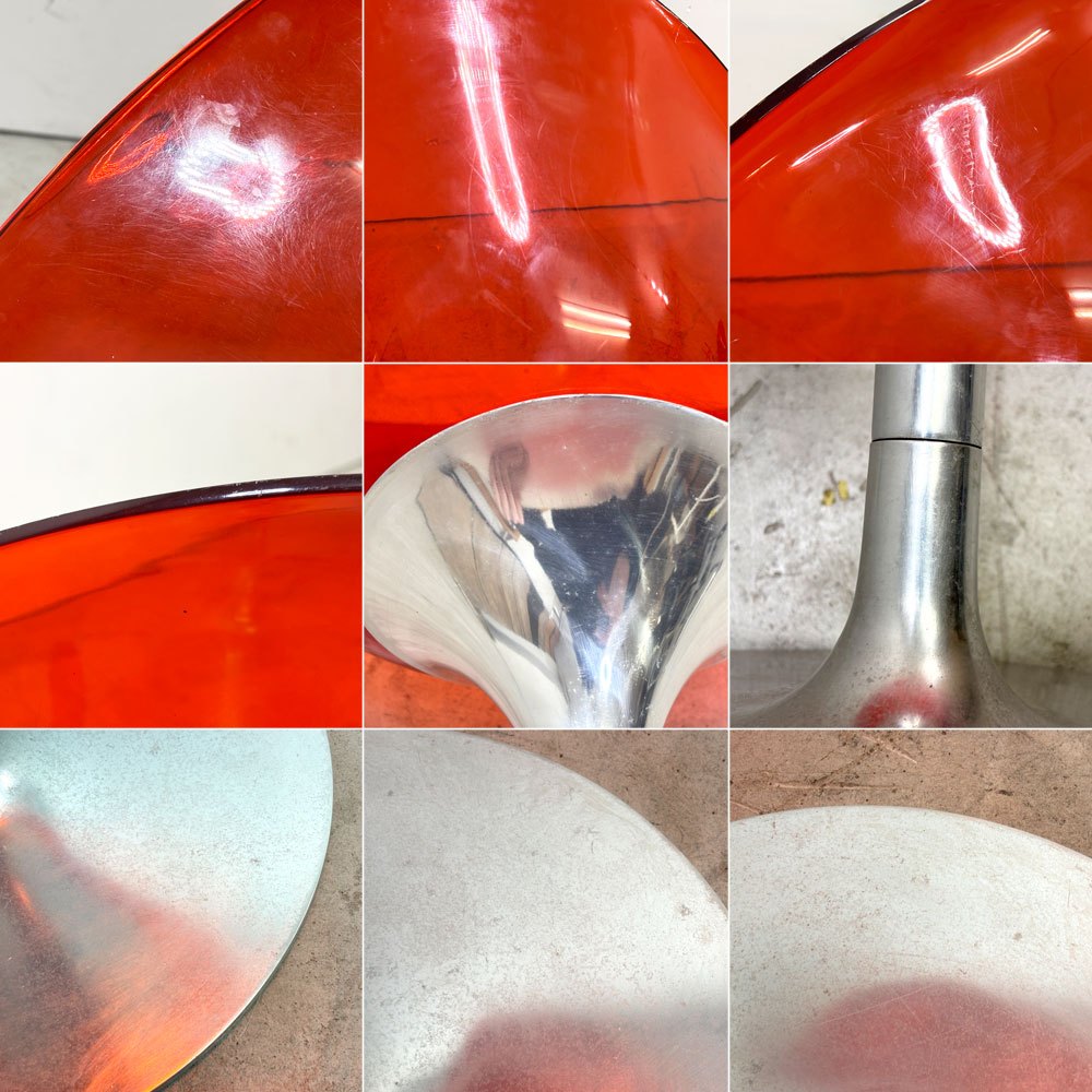 カルテル Kartell エロエス ERO S ダイニングチェア 1本脚 回転式 フィリップスタルク Philippe Starck スペースエイジ イタリアンモダン オレンジレッド ●