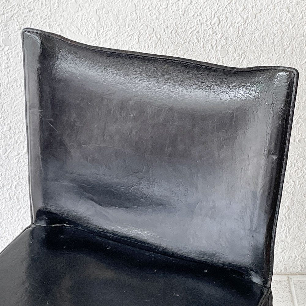 カッシーナ Cassina キャブチェア 412 CAB CHAIR アームレス 本革 ブラック マリオ・ベリーニ MoMA イタリアンモダン 定価￥385,000- ◇