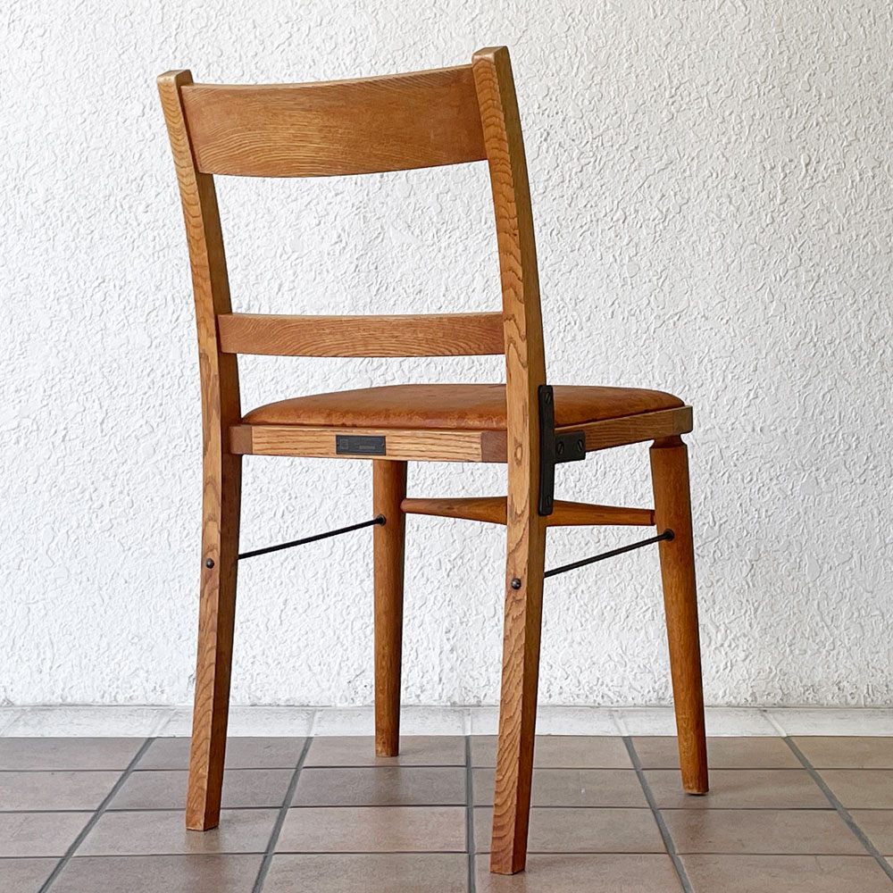 トラックファニチャー TRUCK FURNITURE TS CHAIR ダイニングチェア ナラ無垢材 アイアン 本革 羊革 シープスキン 定価 110,550円 ◇