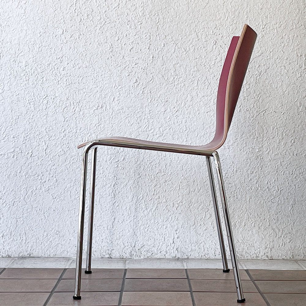 エンゲルブレヒト Engelbrechts チャリック CHAIRIK 101 ダイニングチェア スタッキング 4本脚 ボルドー 未使用品 定価63,800円 A ◇