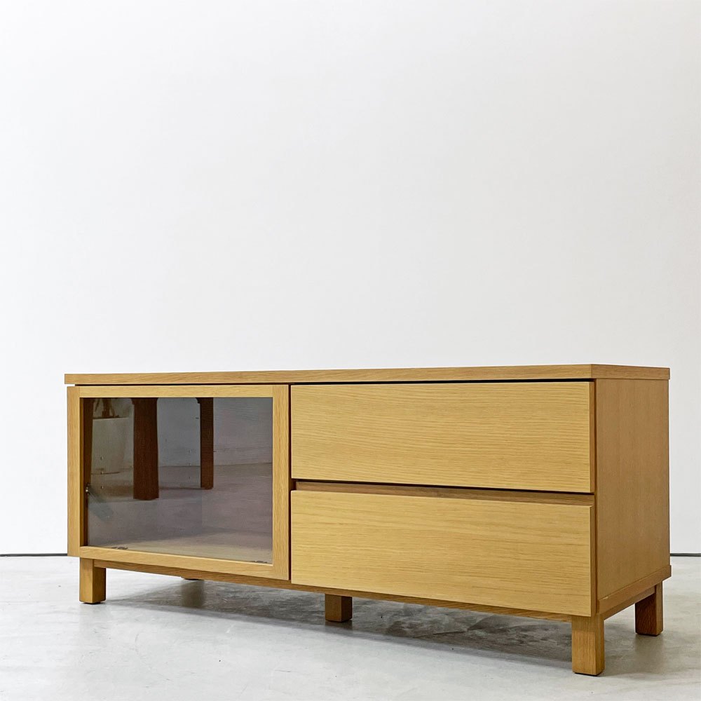 無印良品 MUJI AVボード AVラック 引出し付 オーク材 W110cm ナチュラル シンプル 廃番 ●