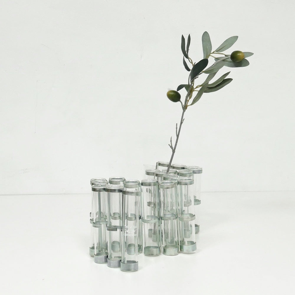 ツェツェアソシエ Tse＆Tse associees 四月の花器 S 花瓶 ガラス 亜鉛メッキ合金 箱付き 定価￥26,400- フランス ●