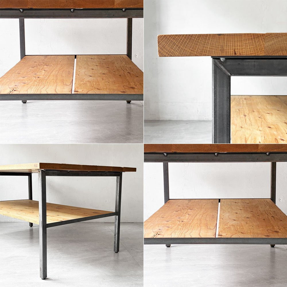 スクエアファニチャー SQUARE FURNITURE オーク 無垢材 ワーキングテーブル 作業台 アトリエテーブル W180cm アジャスター シェルフ付き インダストリアル 店舗什器 ★
