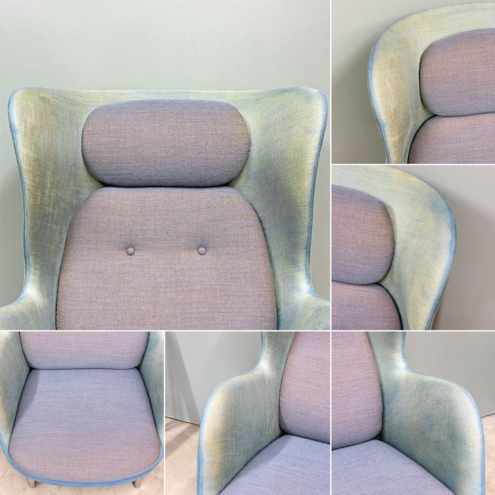 フリッツハンセン Fritz Hansen ロオチェア RO JH1 ラウンジチェア ハイバック Faded Denim Blue ファブリック アルミベース ハイメ・アジョン 北欧モダン ◎