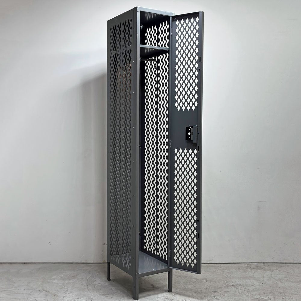 ULINE社 Ventilated Single Tier Lockers スチール製メッシュ ロッカー ティアロッカー 1人用 US ガレージ インダストリアルデザイン A ●
