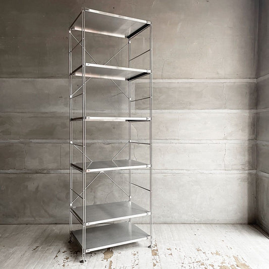 無印良品 MUJI ステンレスユニットシェルフ ステンレス棚セット 大 6段 W58 H175.5cm スリム オープンシェルフ 本棚 飾り棚 収納棚 定価￥34390- ♪