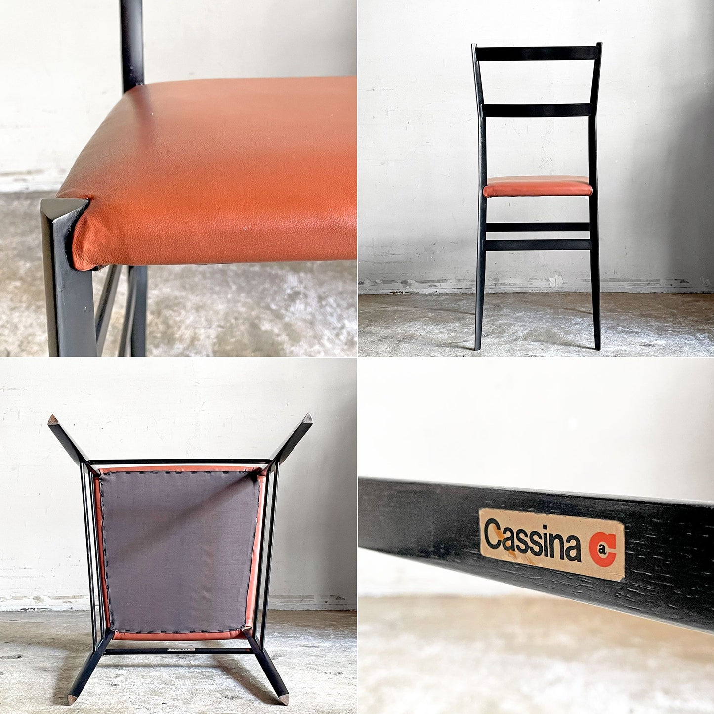 カッシーナ Cassina 699 スーパーレジェーラ SUPERLEGGERA チェア ダイニングチェア ブラックカラー アッシュ材 レザーシート ジオ・ポンティ ■