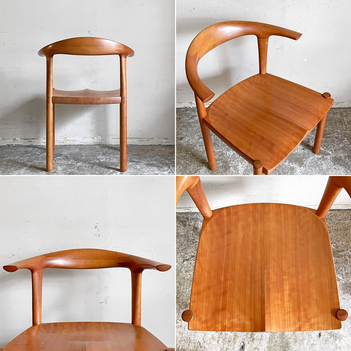 家具蔵 KAGURA アルコⅡ ARCOⅡ ダイニングチェア チェリー材 無垢材 板座 座繰り ハーフアーム 国産家具 A ■