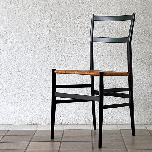 カッシーナ Cassina 699 スーパーレジェーラ SUPERLEGGERA ダイニングチェア アームレスチェア アッシュ材 ブラック 籐張り ジオ・ポンティ 定価473,000円 ◇