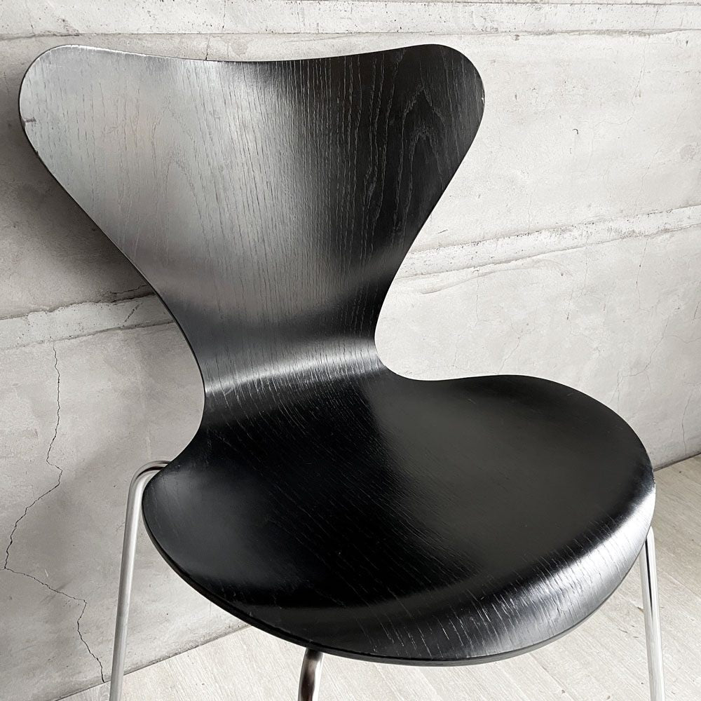 フリッツハンセン Fritz Hansen 3107 セブンチェア カラードアッシュ ブラック 80's ビンテージ vintage アルネ・ヤコブセン デンマーク  A ♪