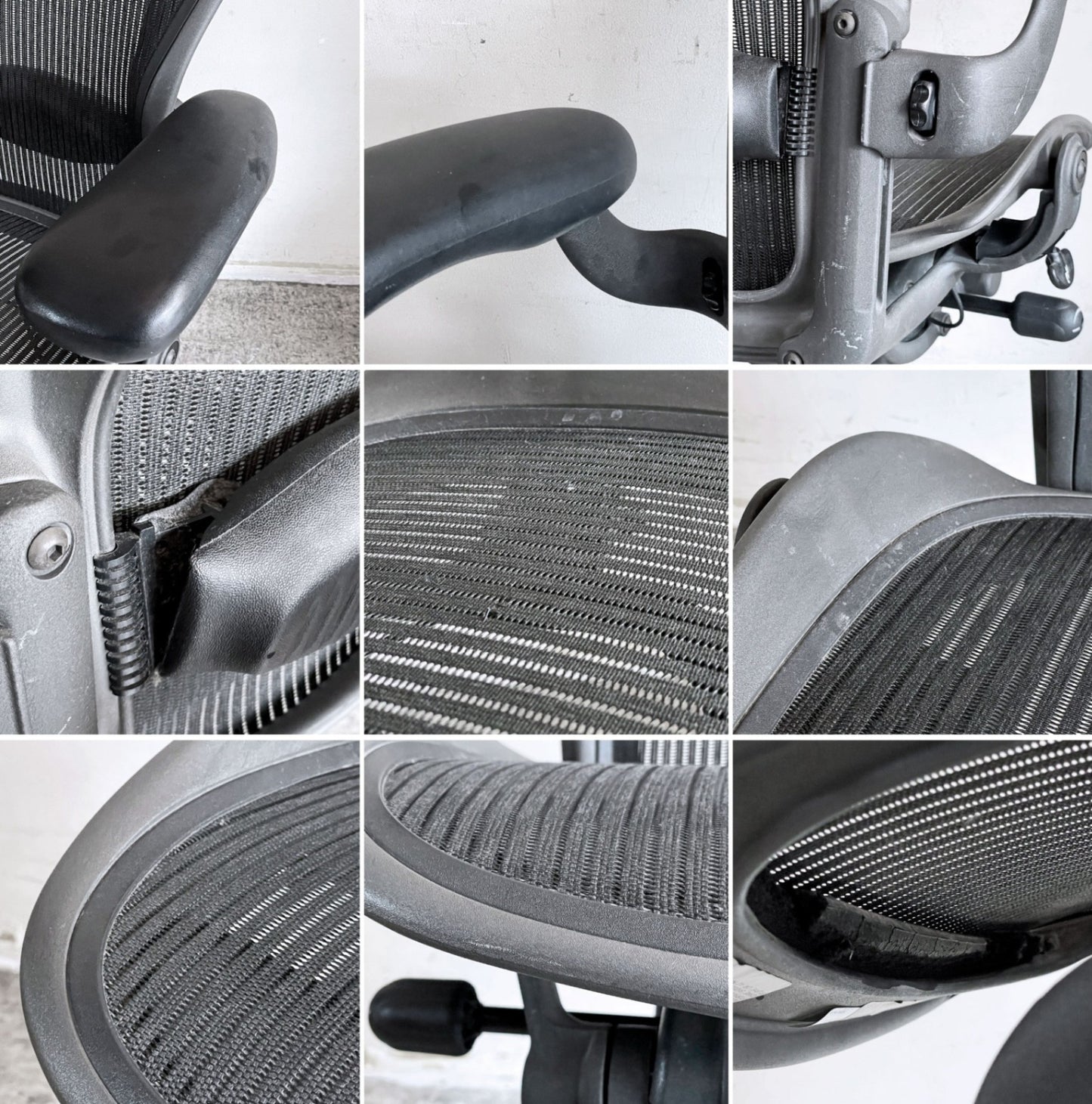 ハーマンミラー Herman Miller アーロンチェア Bサイズ ランバーサポート グラファイトベース ビル・スタンフ ＆ ドン・チャドウィック 現状品 ■