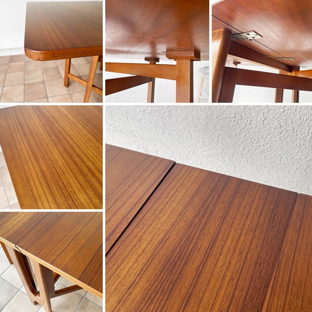 ジェンティーク Jentique ゲートレッグ テーブル gate leg table チーク材 スクエア クロスレッグ バタフライテーブル UKビンテージ 英国家具 ◇