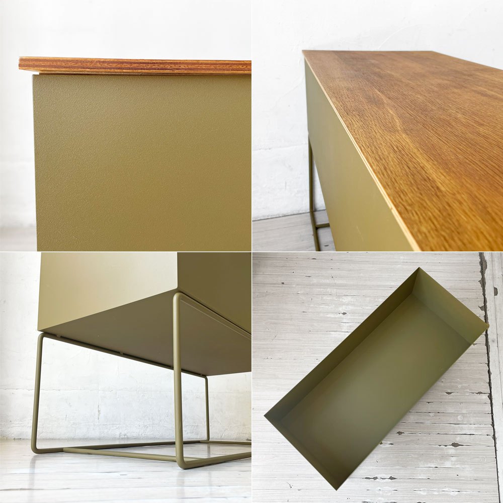 ファームリビング ferm LIVING プラントボックスラージ Plant Box Large 専用トレイ付 スチール×オーク オリーブ 参考価格￥69.300- ★