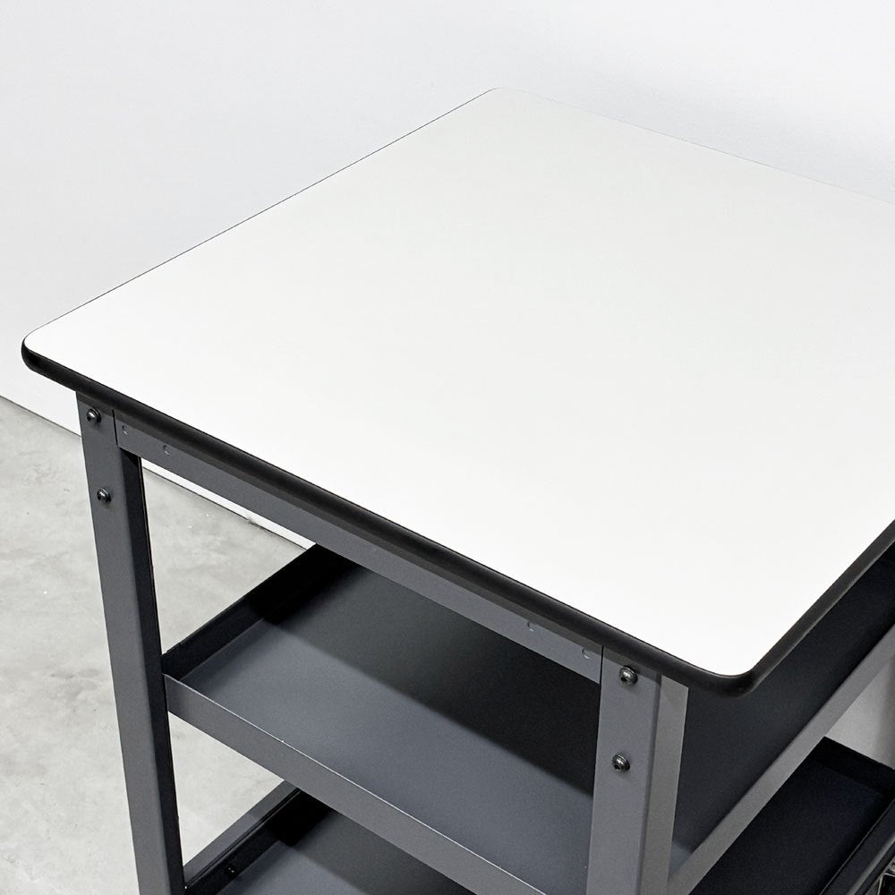 トラスコ中山 TRUSCO キャスターワゴン 作業台 補助テーブル キャビネット ホワイト スクエア天板 60×60cm H74cm  ◎