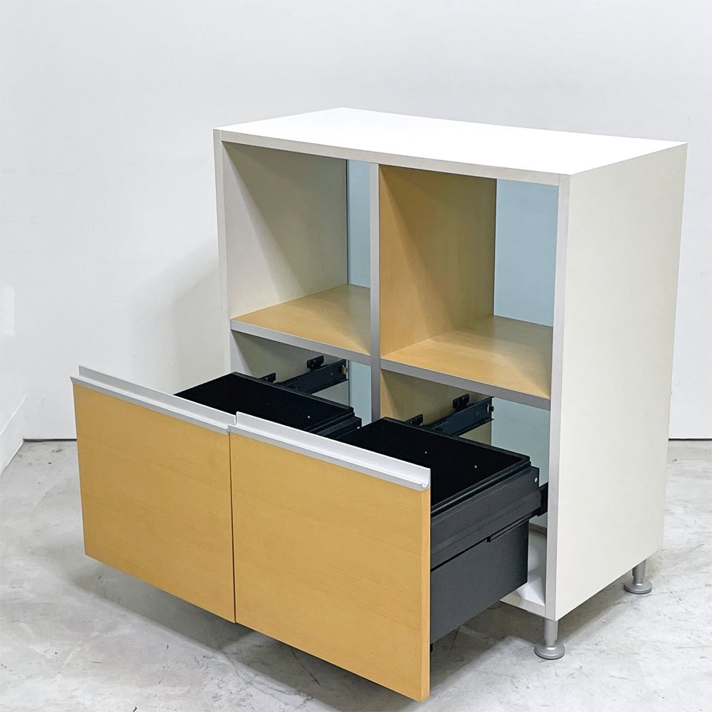 ウィルクハーン Wilkhahn ミナモ Minamo ファイリングシェルフ Filing Shelf ビーチ材 アルミフレーム アクリルパネル 2ドロワー 2列2段 コクヨ取扱い ●