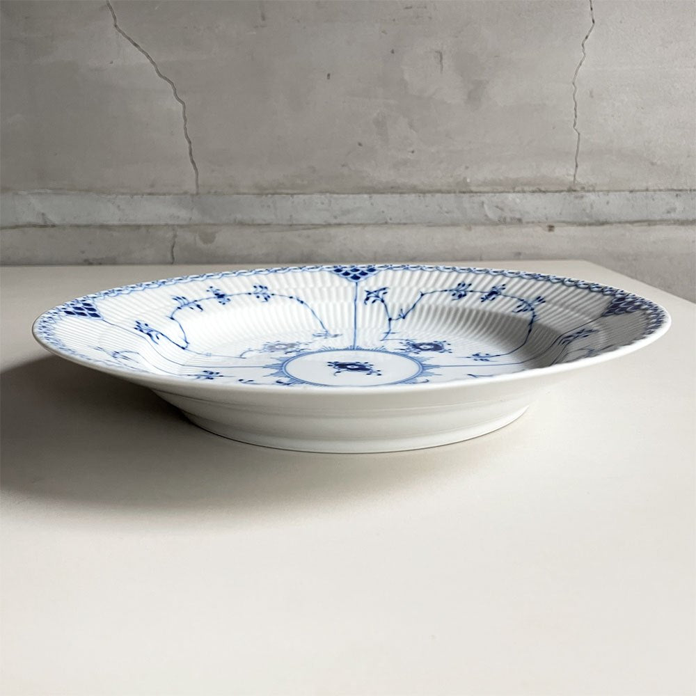 ロイヤルコペンハーゲン ROYAL COPENHAGEN ブルーフルーテッド ハーフレース ディーププレート 25.5cm 深皿 丸皿 陶器 北欧食器 廃番 美品 B ♪