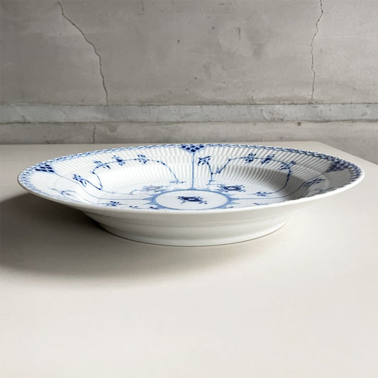 ロイヤルコペンハーゲン ROYAL COPENHAGEN ブルーフルーテッド ハーフレース ディーププレート 25.5cm 深皿 丸皿 陶器 北欧食器 廃番 美品 B ♪