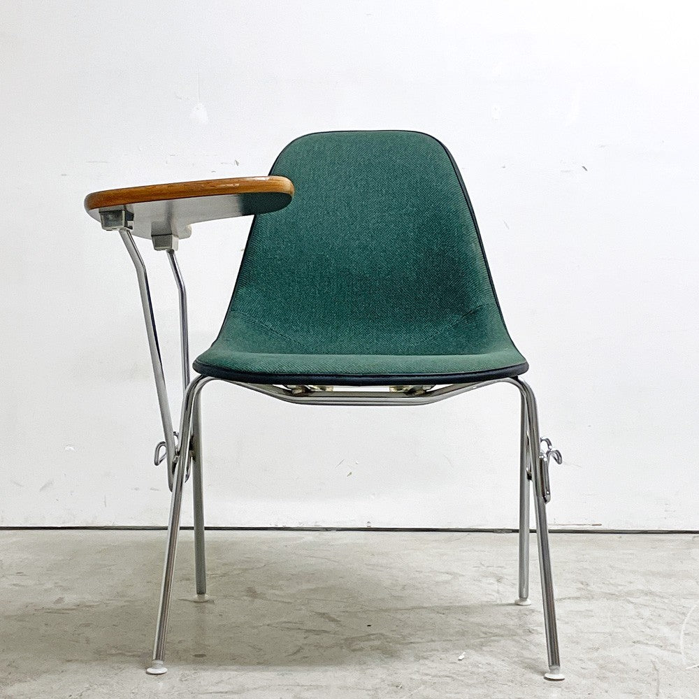 ハーマンミラー Herman Miller サイドシェルチェア セカンド 2nd ビンテージ アプホルスター スクールベース スタッキングベース 肘掛けテーブル付 イームズ ミッドセンチュリー G ●