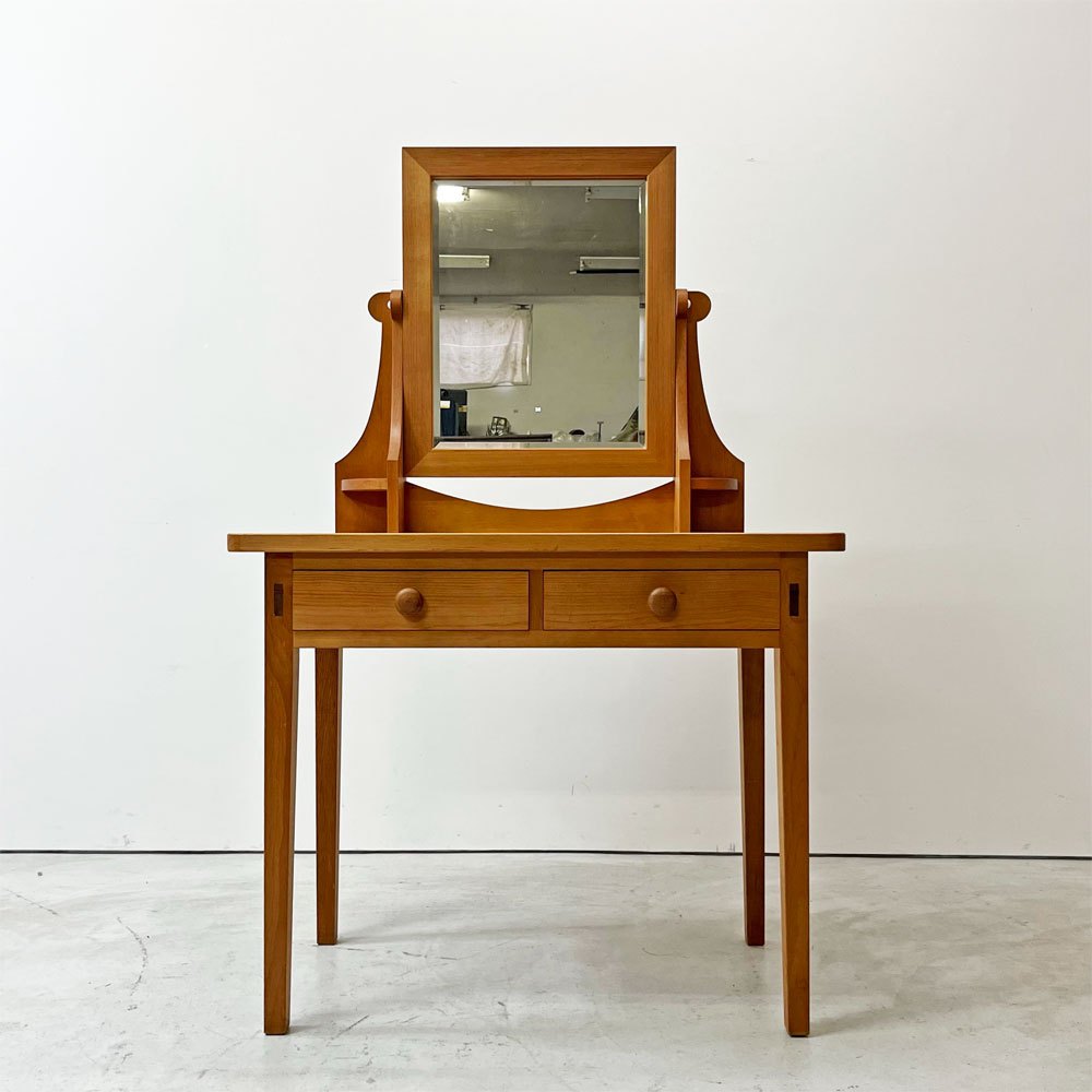 カキ キャビネット メーカー KAKI CABINET MAKER ミラーテーブル Mirror Table ドレッサー 鏡台  抽斗2杯  紅松無垢材 参考定価 ￥187,000- ●