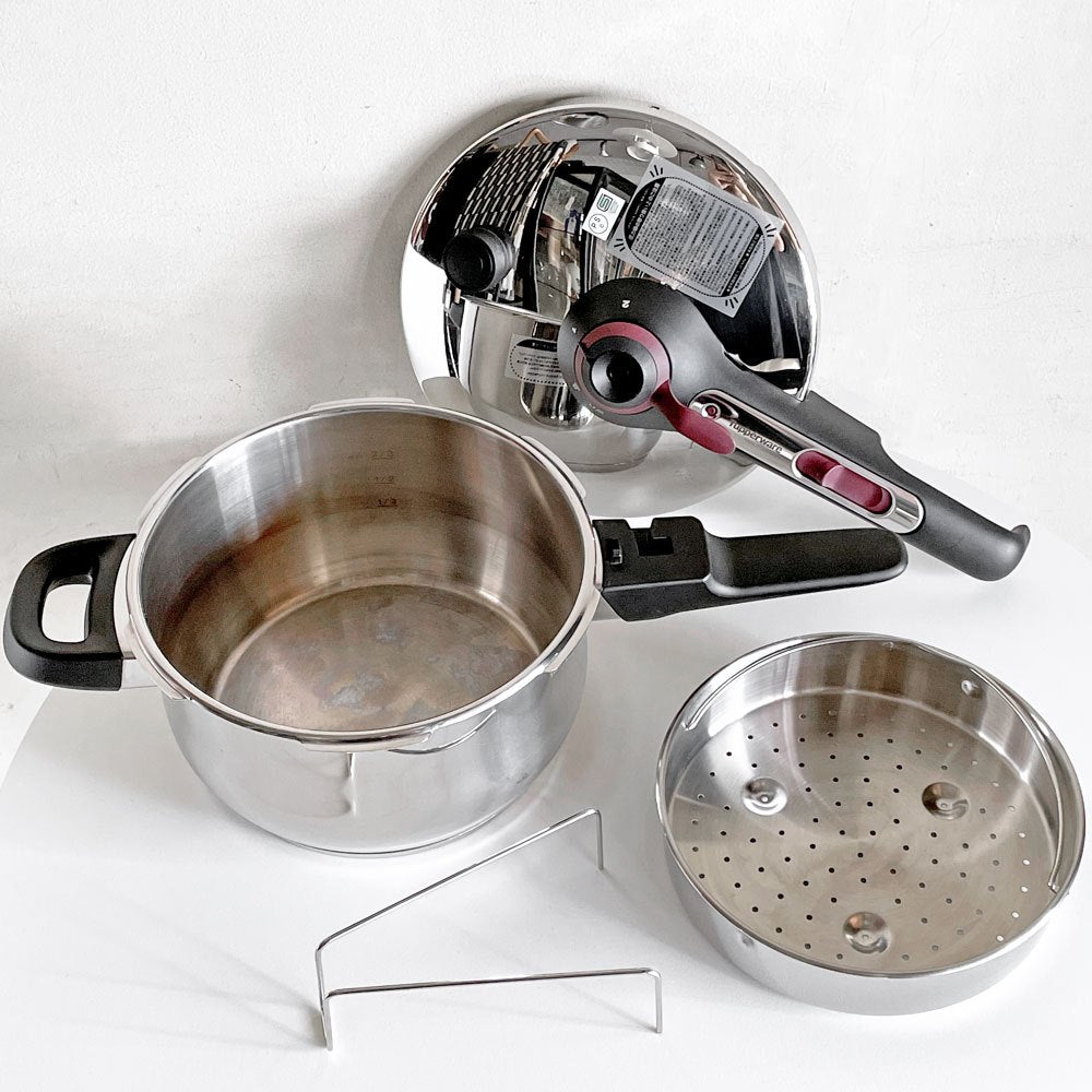 タッパーウェア Tupperware 圧力鍋 プレッシャークッカー Pressure Cooker 4.5L すのこ 三脚付き ステンレス ドイツ製 定価 ￥45,000- ■