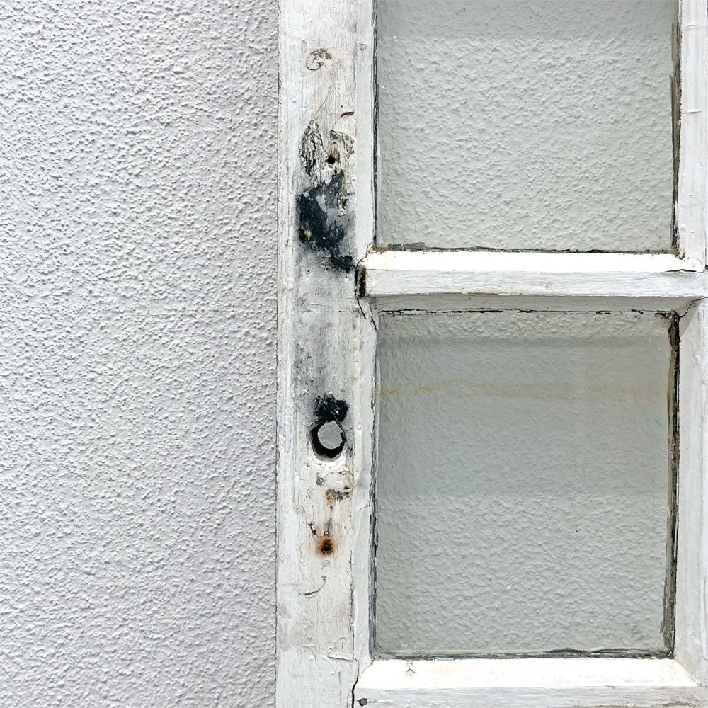 フランスアンティーク 格子窓枠 木枠×ガラス 2枚組 建材 建具 ビンテージ 〓