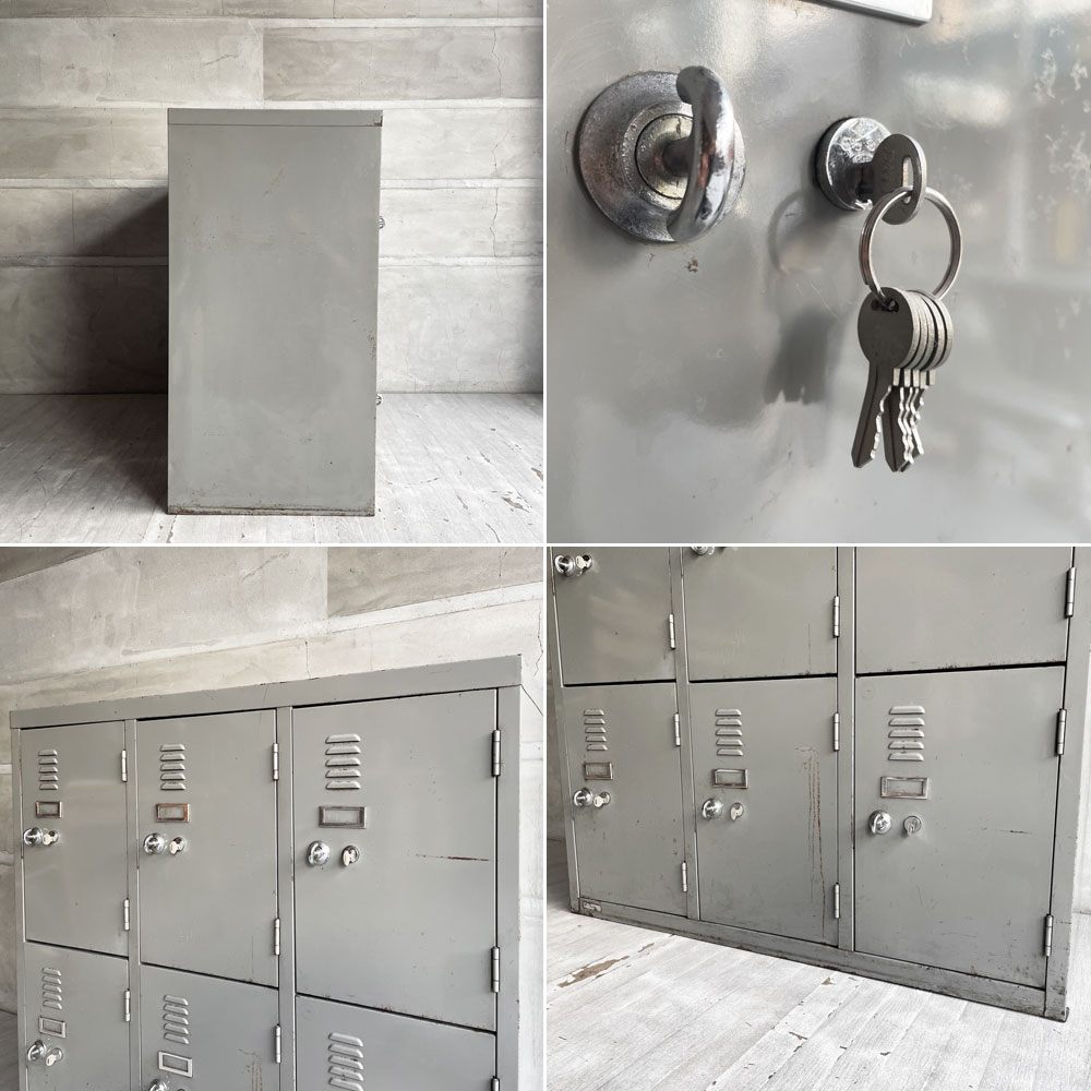 ビンテージ スチールロッカー Steel  LOCKER 6ドア 3列2段 鍵付き インダストリアル 店舗什器