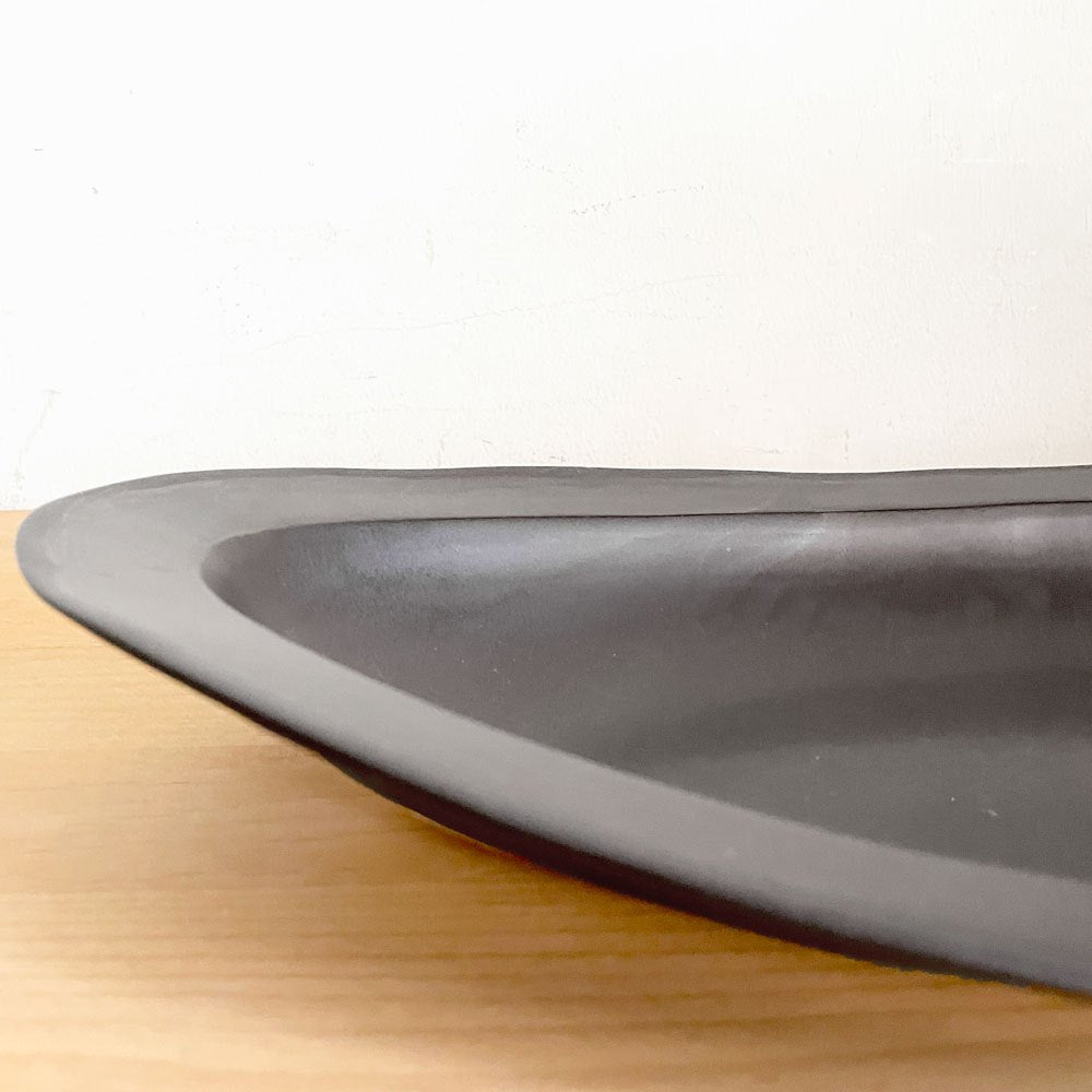 クリスチャンヌ ペロション Christiane Perrochon ストーンウェア STONEWARE オーバル プレート 大 ブラックカラー イタリア 陶器 ハンドメイド 現代作家 ■