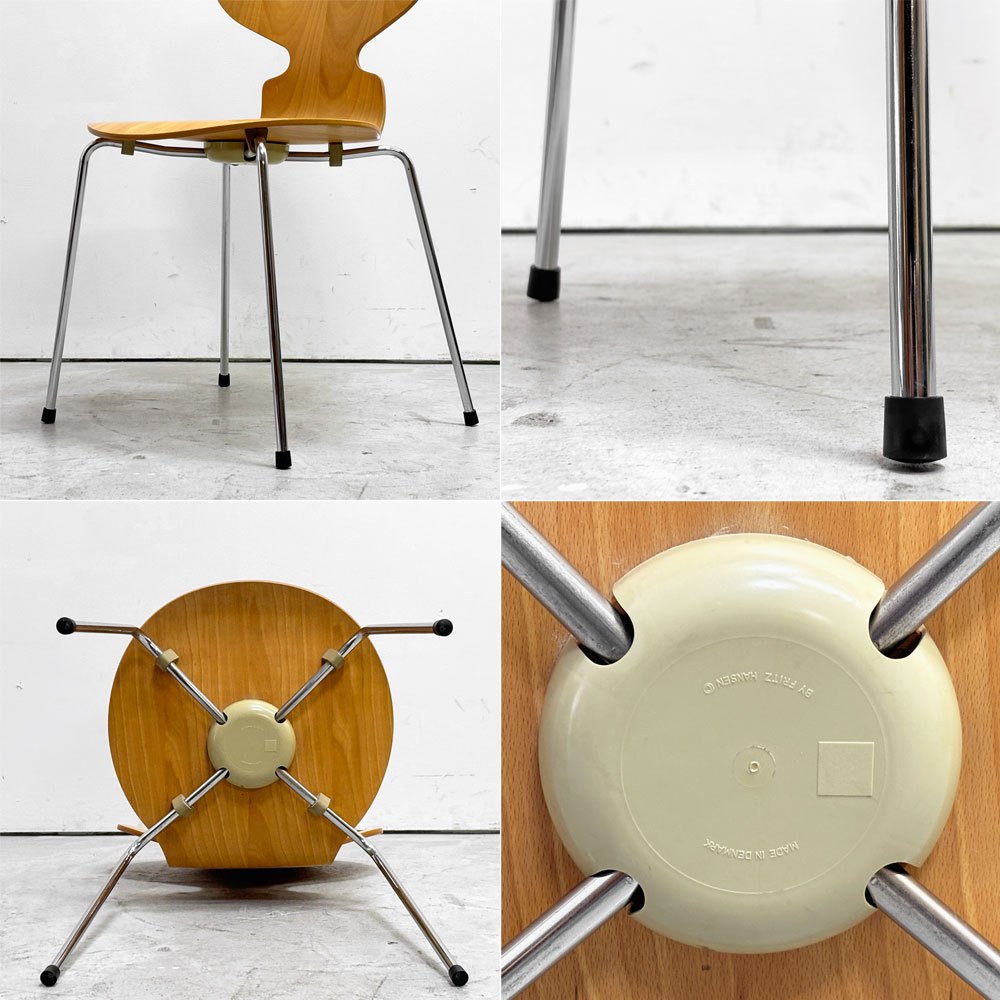 フリッツハンセン Fritz Hansen 3101 アリンコチェア アントチェア 4本脚 ナチュラルビーチ ラッカー仕上げ アルネ・ヤコブセン D ●