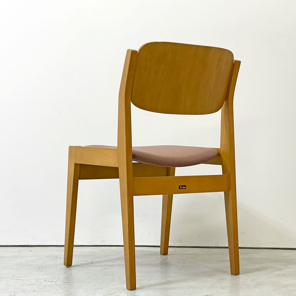 天童木工 Tendo S-0508NA-NT ダイニングチェア ブックチェア 図書館椅子 オーク材×ビーチ材 ファブリック ピンク系 水之江忠臣 ●