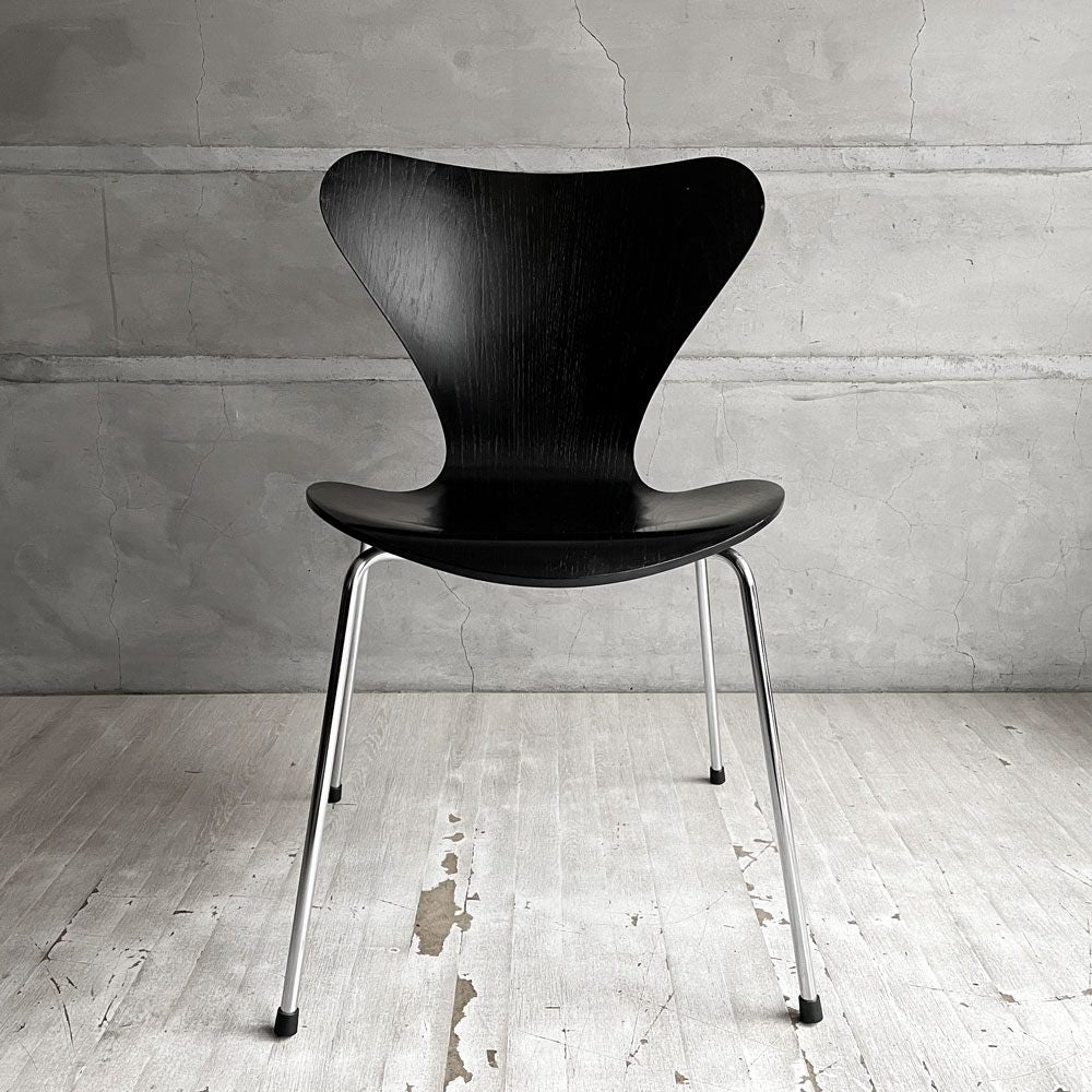 フリッツハンセン Fritz Hansen 3107 セブンチェア カラードアッシュ ブラック 80's ビンテージ vintage アルネ・ヤコブセン デンマーク  A ♪