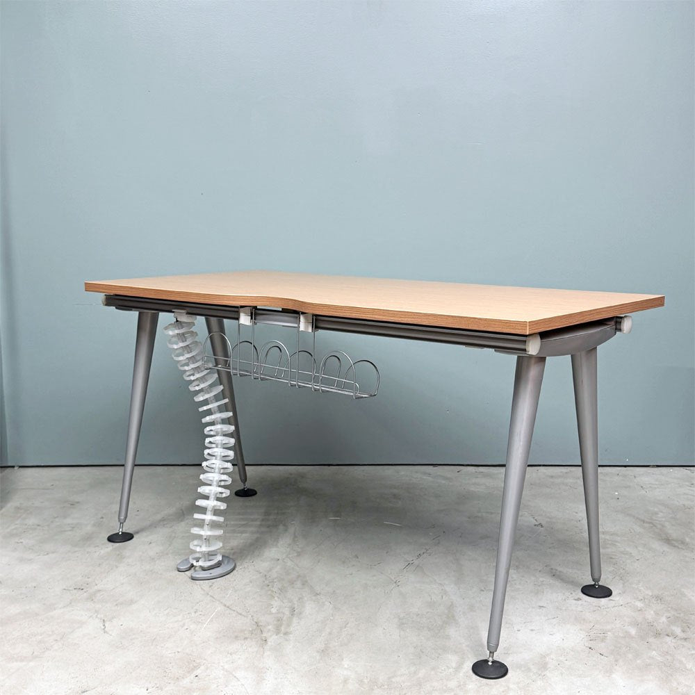 ハーマンミラー Herman Miller アバックエンバイロメンツ ABAK ミーティングテーブル デスク W140cm ウッドカラー ケーブルスパイン付き ティム・ウォレス ◎