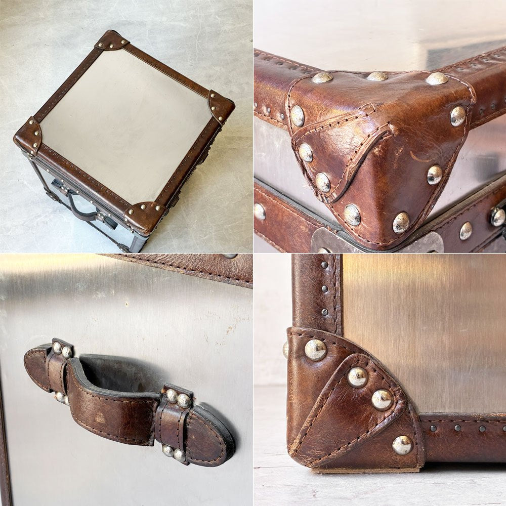 ハロ HALO パリス PARIS トランク TRUNK ブラッシュドスチール サイドテーブル チェスト 英国家具 廃番 定価￥97,900- ★