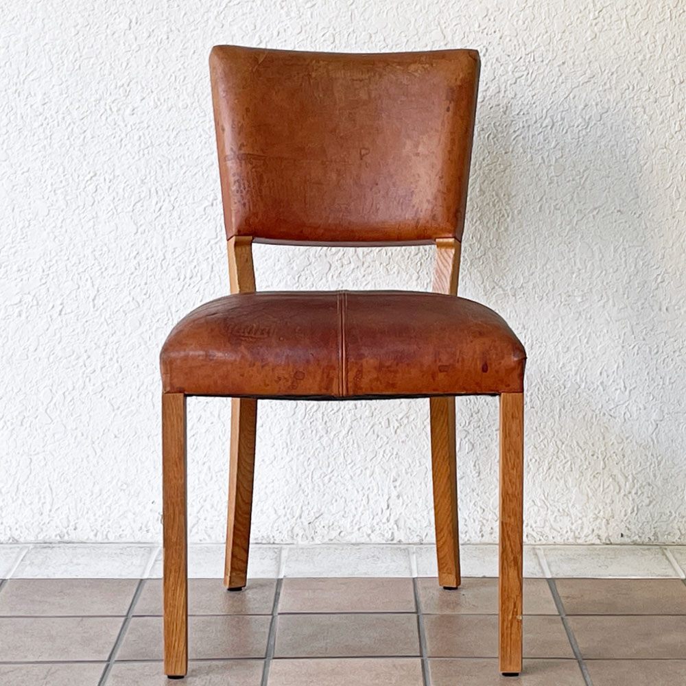 トラックファニチャー TRUCK FURNITURE エスアールチェア SR CHAIR ダイニングチェア ナラ無垢材 本革 ビンテージスタイル B ◇