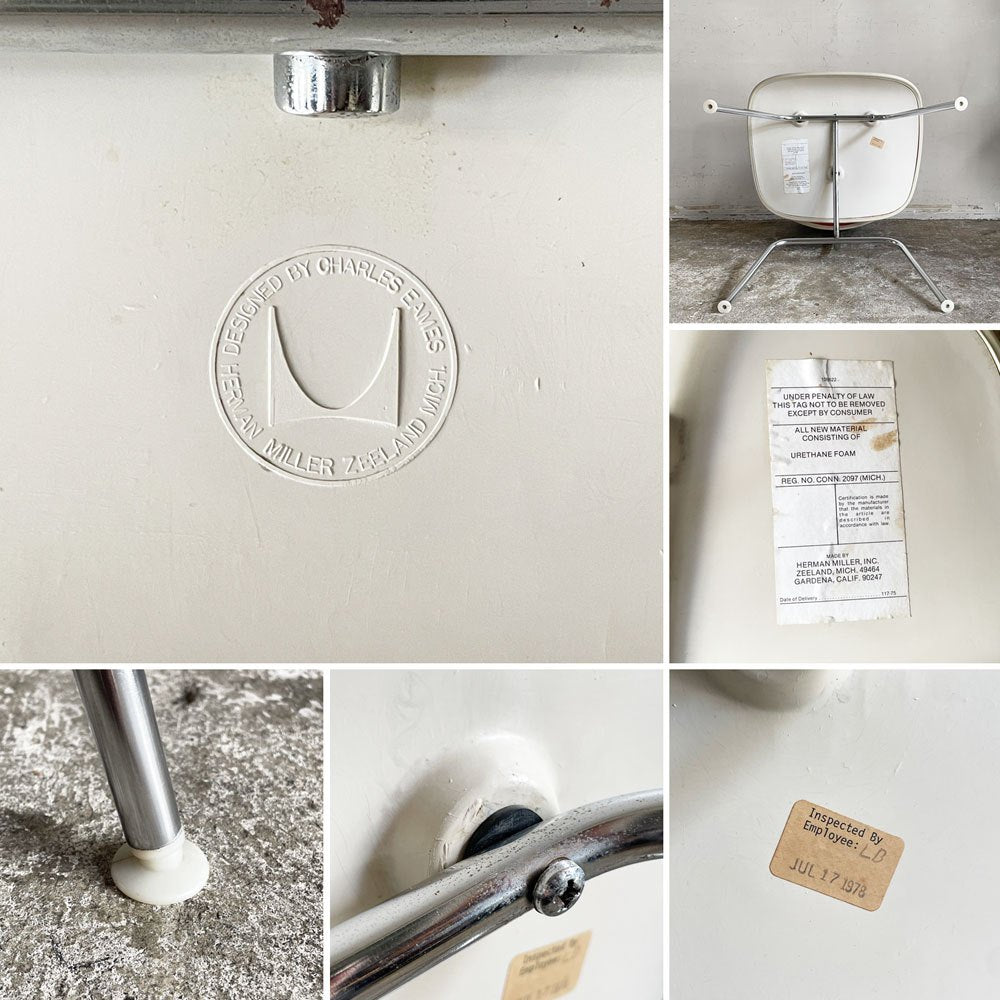 ハーマンミラー Herman Miller ツーピースプラスチックチェア Two Piece Plastic Chair DCM ホワイト オレンジ ファブリック張替済 ビンテージ 希少 ■