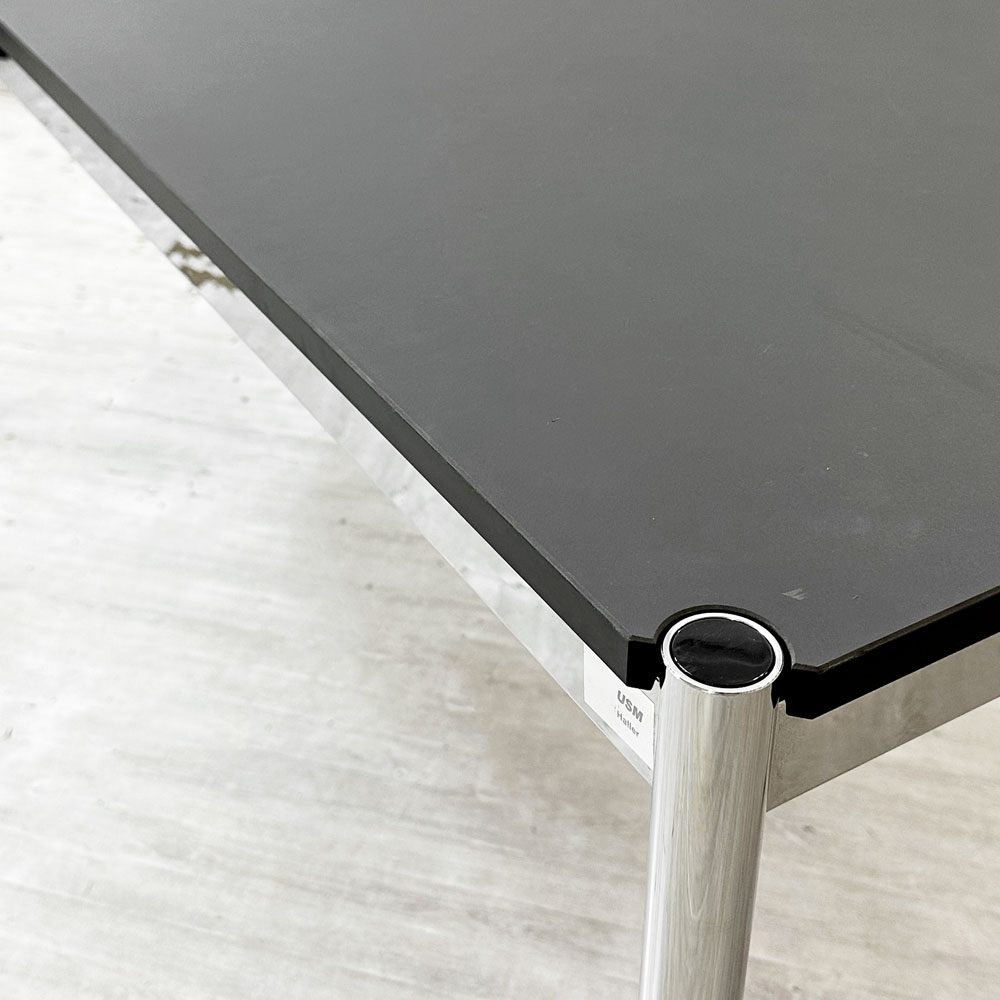 USMモジュラーファニチャー USM Haller USMハラーテーブル ワーキングデスク ダイニングテーブル チャコールリノリウム H74cm アジャスター A ●
