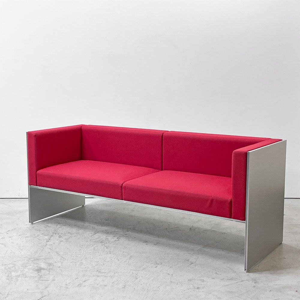 カッシーナイクスシー Cassina ixc. エアーフレーム AIR FRAME 30073 ミッドソファ MID SOFA 3人掛け 2シーター W166cm レッド系 ファブリック デヴィッド・チッパーフィールド ●