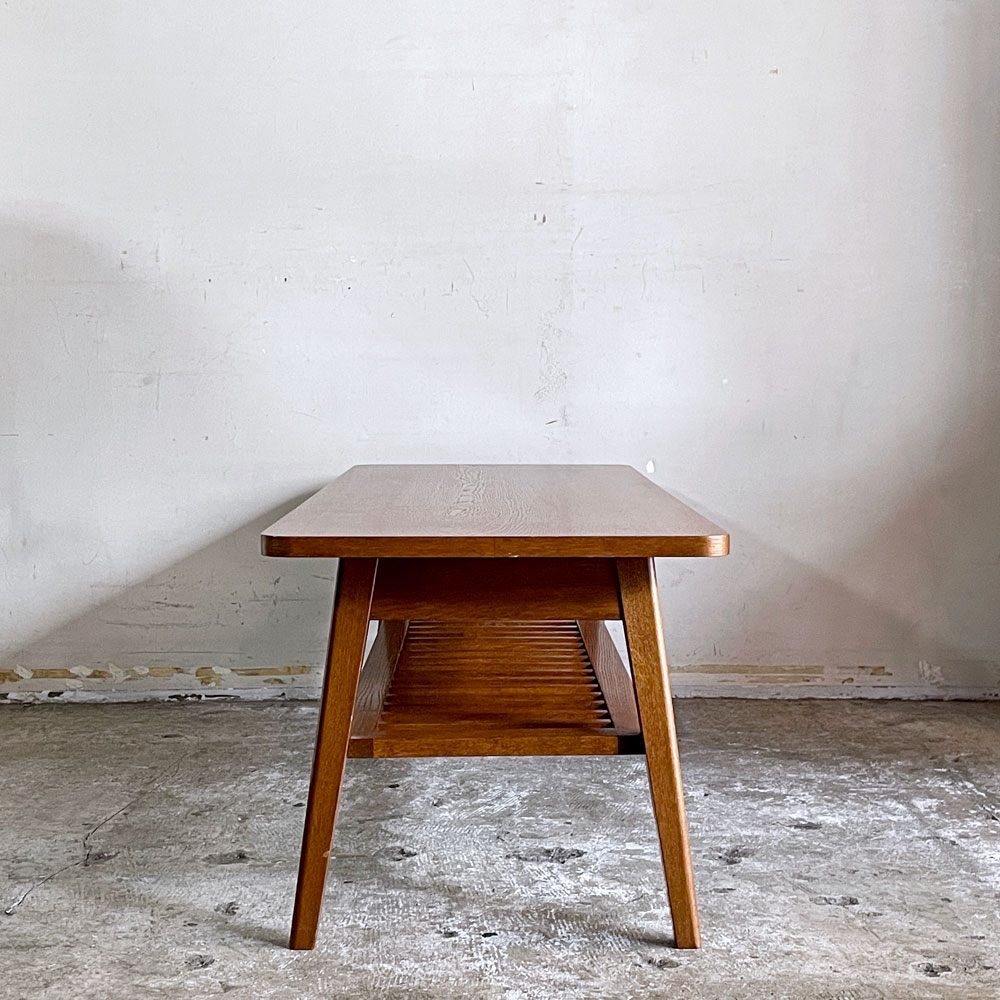 パシフィックファニチャーサービス PACIFIC FURNITURE SERVICE ローテーブル DH TEA TABLE WITH SHELF Lサイズ ダークブラウン ナラ材 P.F.S ■