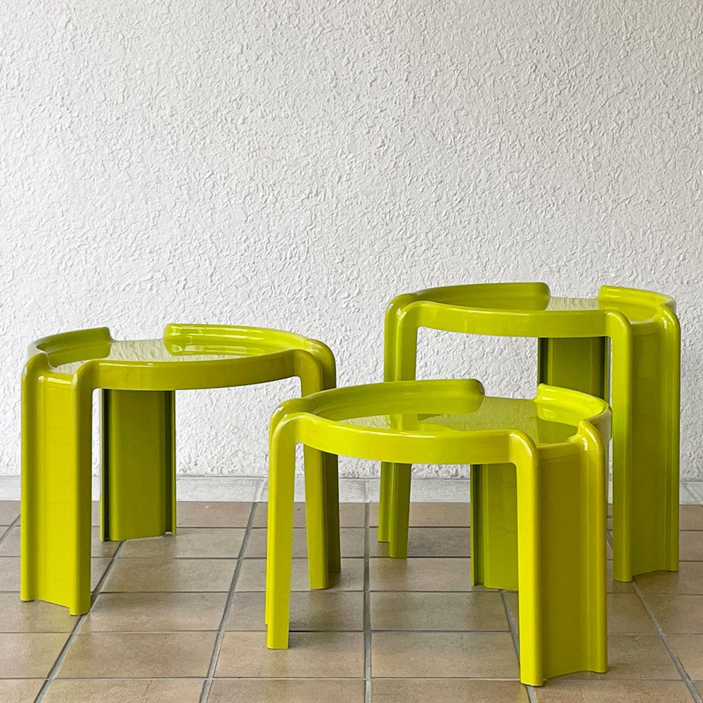 カルテル Kartell ネストテーブル Nesting Tables ジオット・ストッピーノ 3点セット ライムグリーン イタリアモダン オーストラリア製 希少 ◇