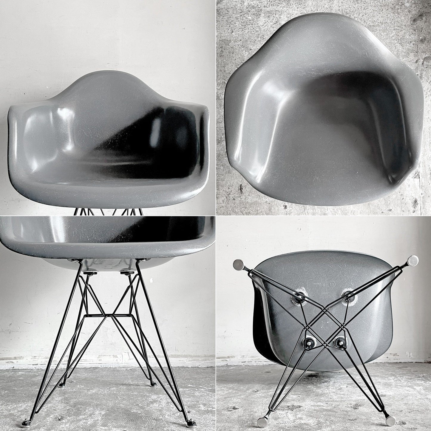 ハーマンミラー Herman Miller アームシェルチェア 現行FRP製 エレファントハイドグレー エッフェルベース C&R イームズ ミッドセンチュリー ■