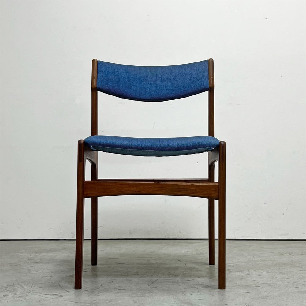 アンダーストルップ Anderstrup Mobelfabrik ダイニングチェア チーク材 ファブリックシート ネイビー系 エリック・バック Erik Buch デンマーク ビンテージ 北欧家具 B ●