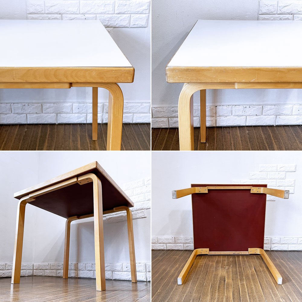 アルテック artek ダイニングテーブル 81C ホワイトラミネート W75 × D75 ビンテージ アルヴァ・アアルト フィンランド 北欧家具 ◎