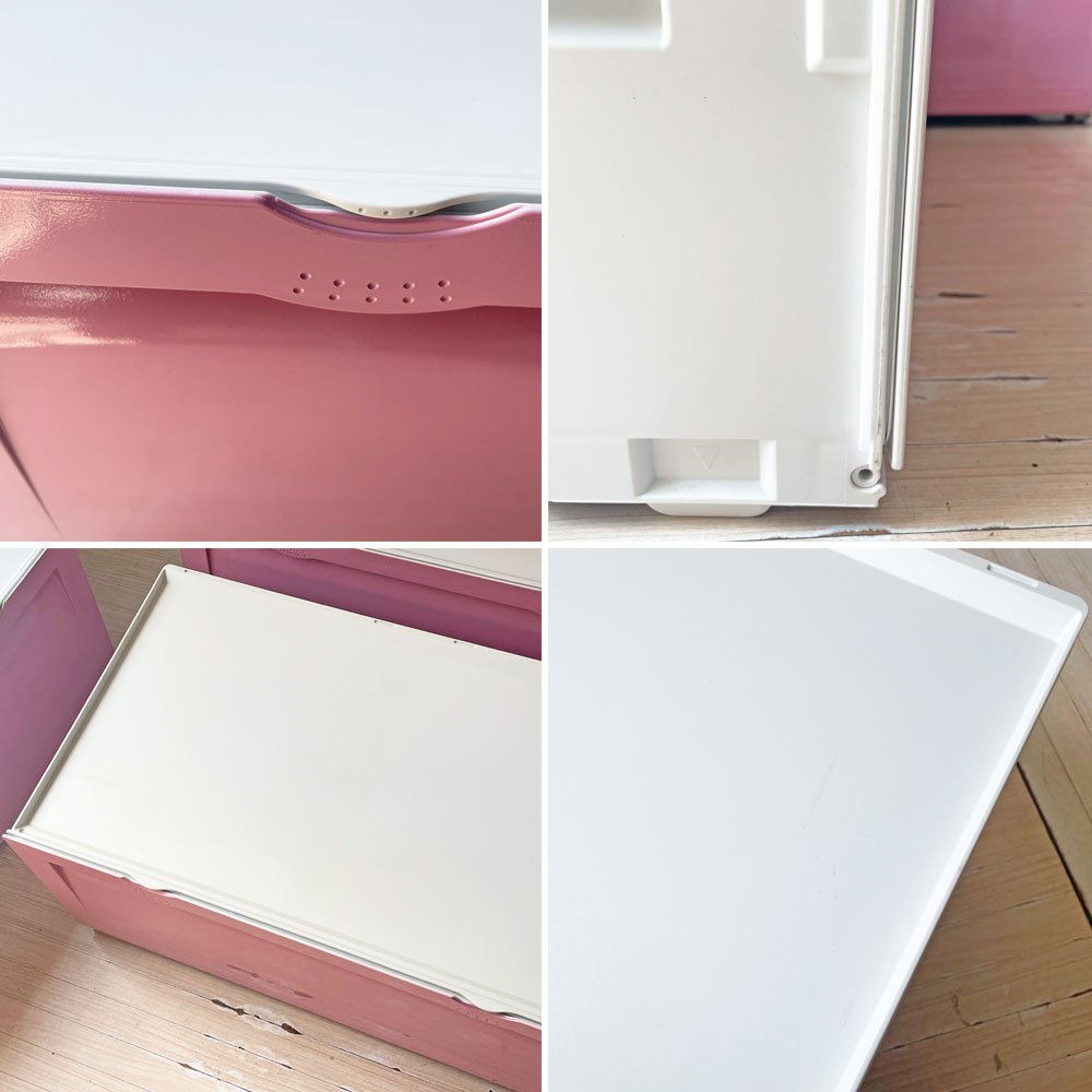 タッパーウェア Tupperware スーパーチェスト ワイド Super chest Wide 引出1段 ピンク 3段セット 専用カート付き ★