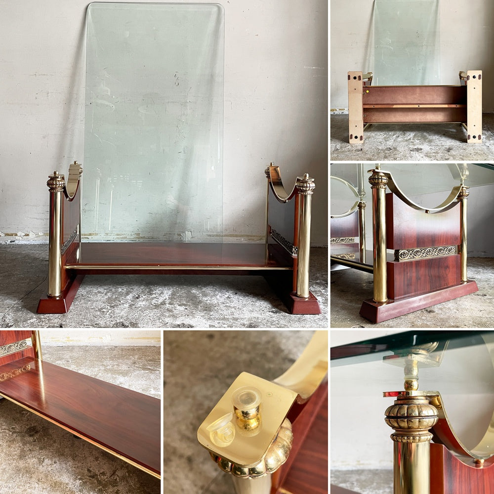 ヨーロピアンクラシカル European Classical ガラス センターテーブル ガラス天板 木製 ゴールド W120cm クラシカルデザイン ■